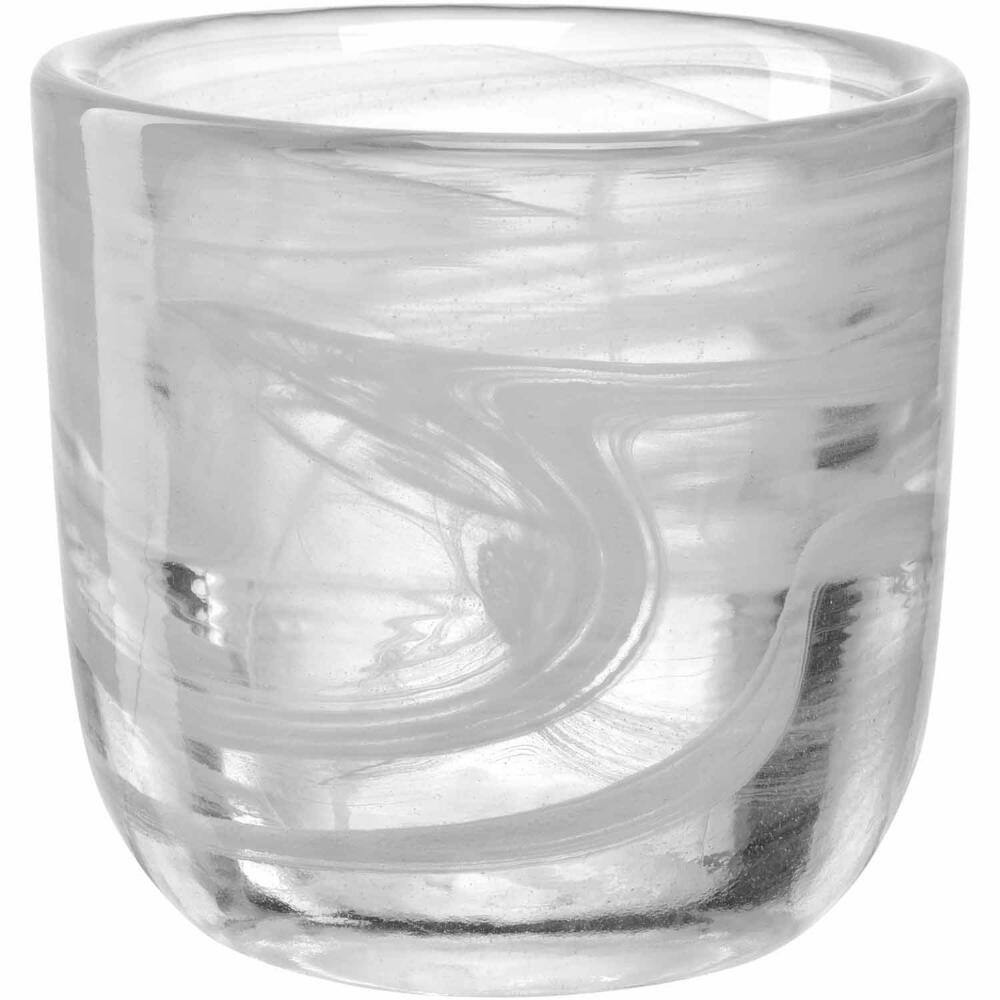 Leonardo table light Salerno, tealight holder, lantern, candle holder, soda-lime glass, white, H 7 cm, 053341
