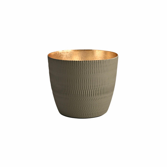 Gift Company lantern Madras M, tealight holder, candle holder, iron, matt structure, olive / gold, H 8.5 cm, 1148904051