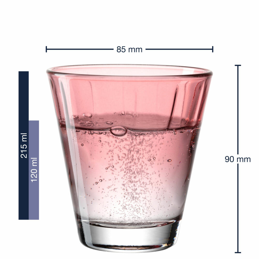Leonardo drinking glass Twist, water glass, juice glass, soda-lime glass, red, 215 ml, 046969
