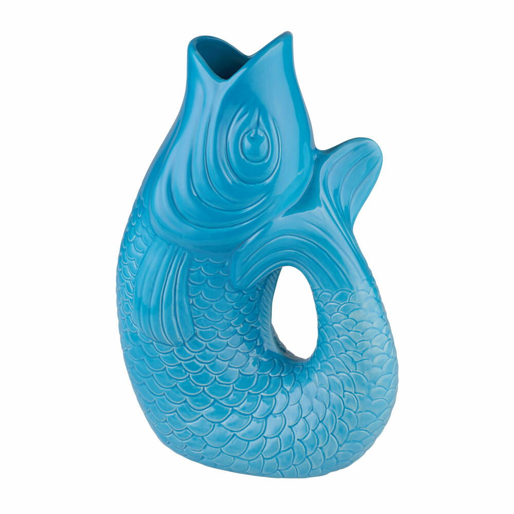 Gift Company Vase Monsieur Carafon L, decorative vase in fish shape, stoneware, Lagoon, 31cm, 78359