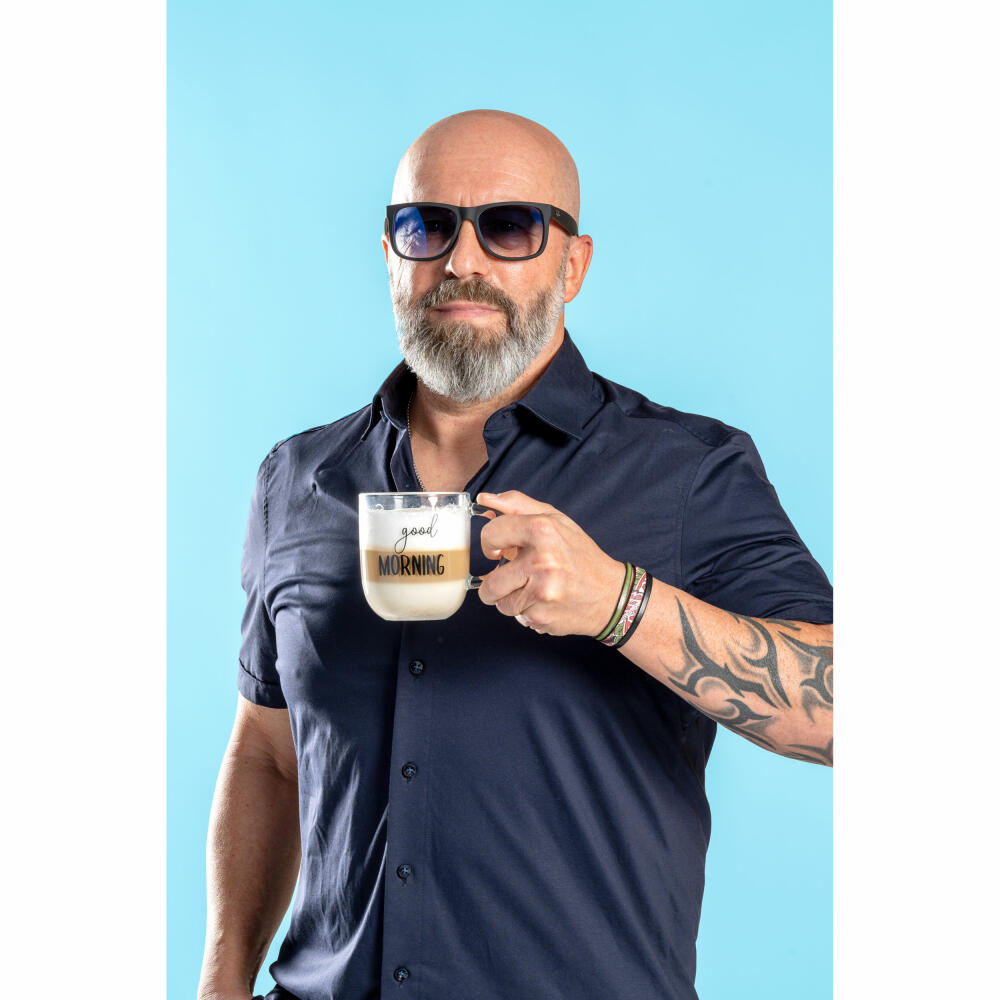 Leonardo cup Ufficio good Morning, coffee cup, mug, glass cup, soda-lime glass, 400 ml, 047079