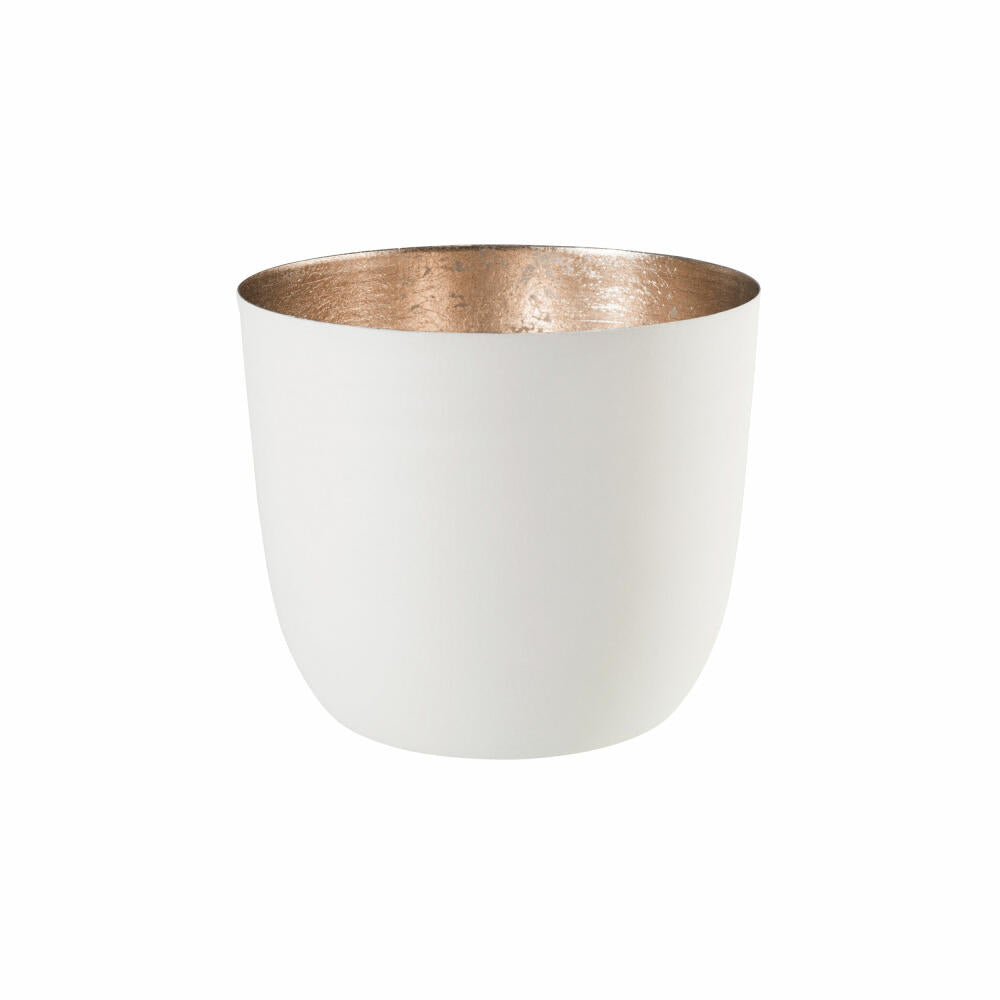 Gift Company Windlicht Madras M, Teelichthalter, Kerzenhalter, Eisen, Weiß / Gold, H 8.5 cm, 76741