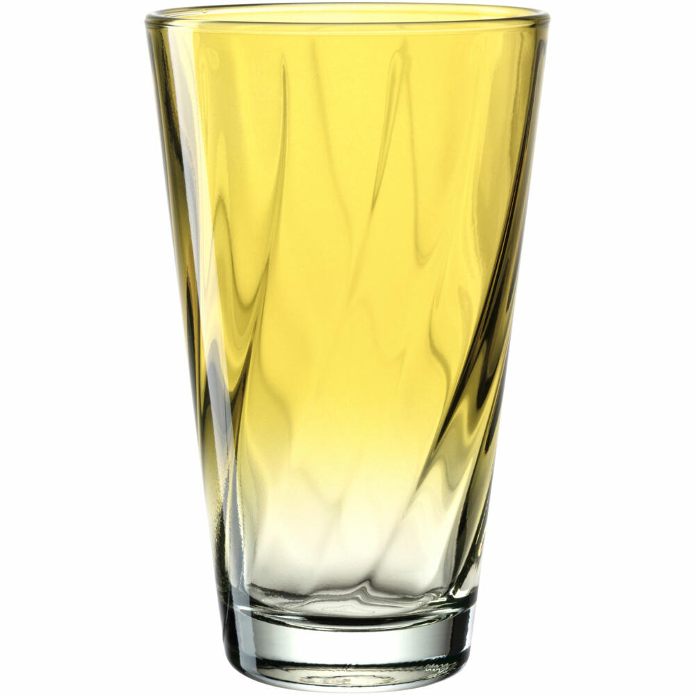 Leonardo drinking glass Twist, water glass, juice glass, soda-lime glass, yellow, 300 ml, 046970