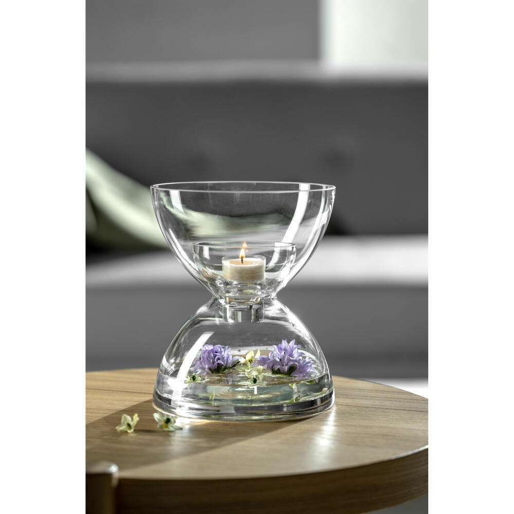 Leonardo Vase Diabolo, with insert, flower vase, lantern, candle holder, glass, H 19 cm, 025644