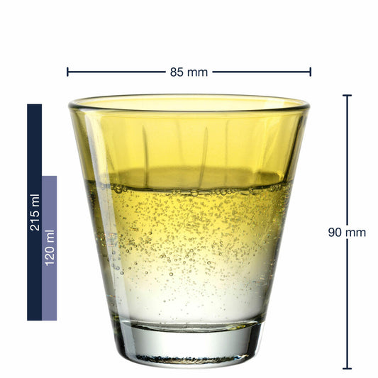 Leonardo drinking glass Twist, water glass, juice glass, soda-lime glass, yellow, 215 ml, 046966