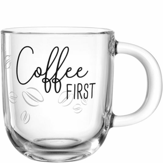 Leonardo Cup Ufficio Coffee First, Coffee Cup, Mug, Glass Cup, Soda-lime Glass, 400 ml, 047077