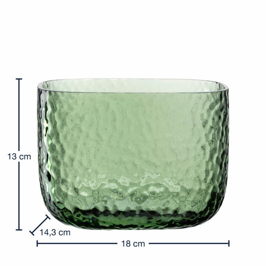 Leonardo Vase Martello, decorative vase, flower vase, plant bowl, glass, green, H 13 cm, 033200