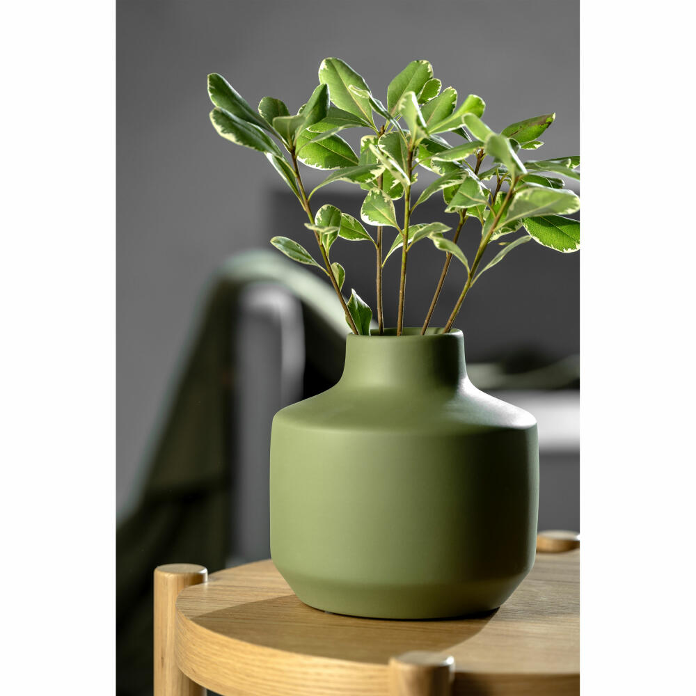 Leonardo Keramikvase Milano, Vase, Blumenvase, Dekovase, Keramik, Grün, H 18.5 cm, 026819