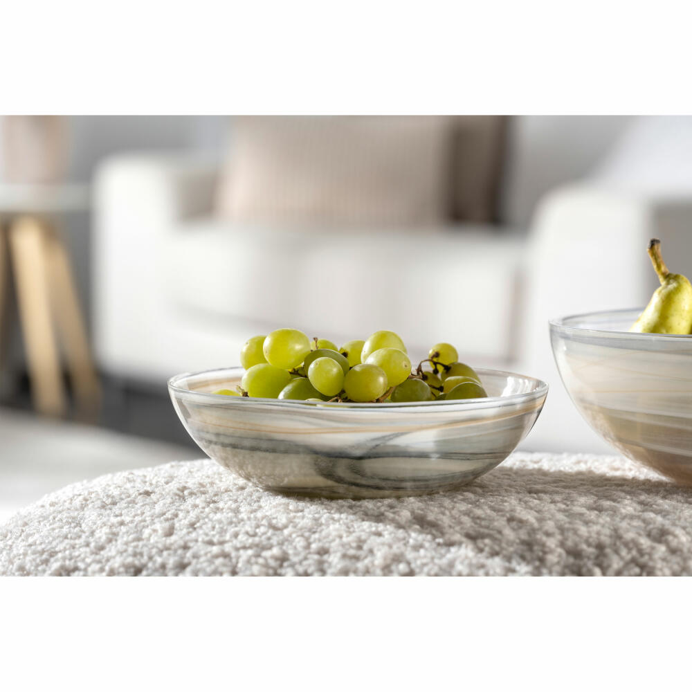 Leonardo Bowl Alabastro, Bowl, Decorative Bowl, Glass, Beige / Black, Ø 21 cm, 026787