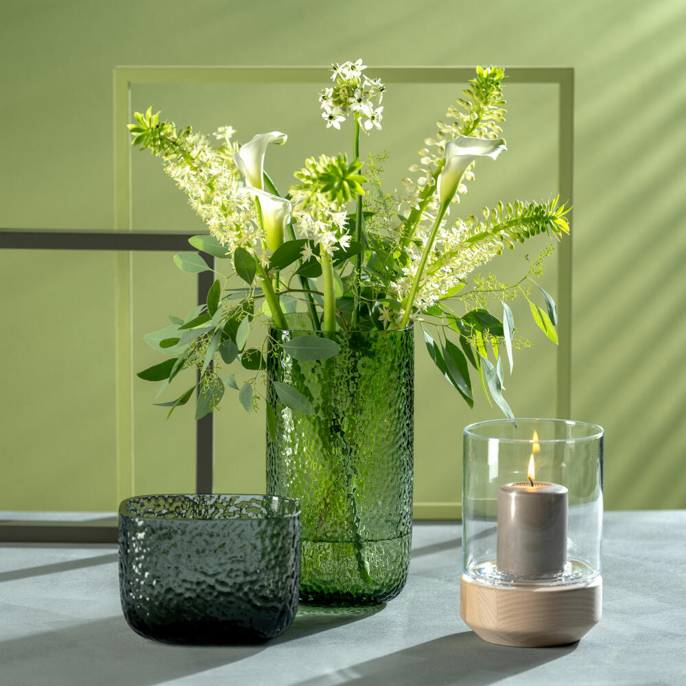 Leonardo Vase Martello, decorative vase, flower vase, glass, green, H 29 cm, 033201