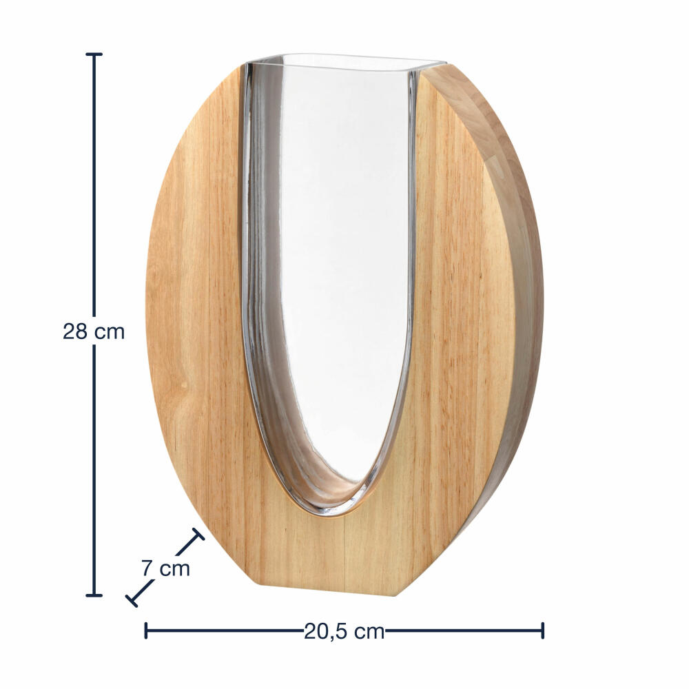 Leonardo Vase Legno, decorative vase, flower vase, table vase, glass / wood, H 28 cm, 025655