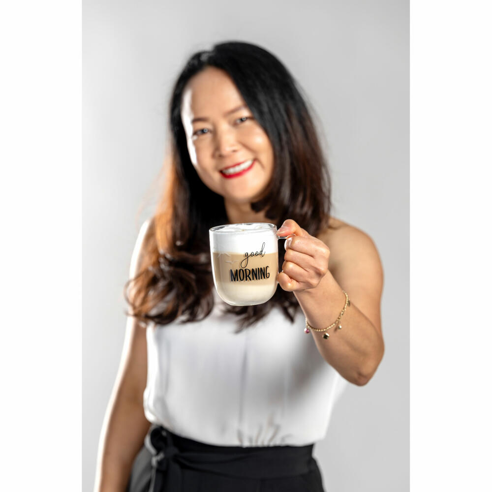 Leonardo cup Ufficio good Morning, coffee cup, mug, glass cup, soda-lime glass, 400 ml, 047079