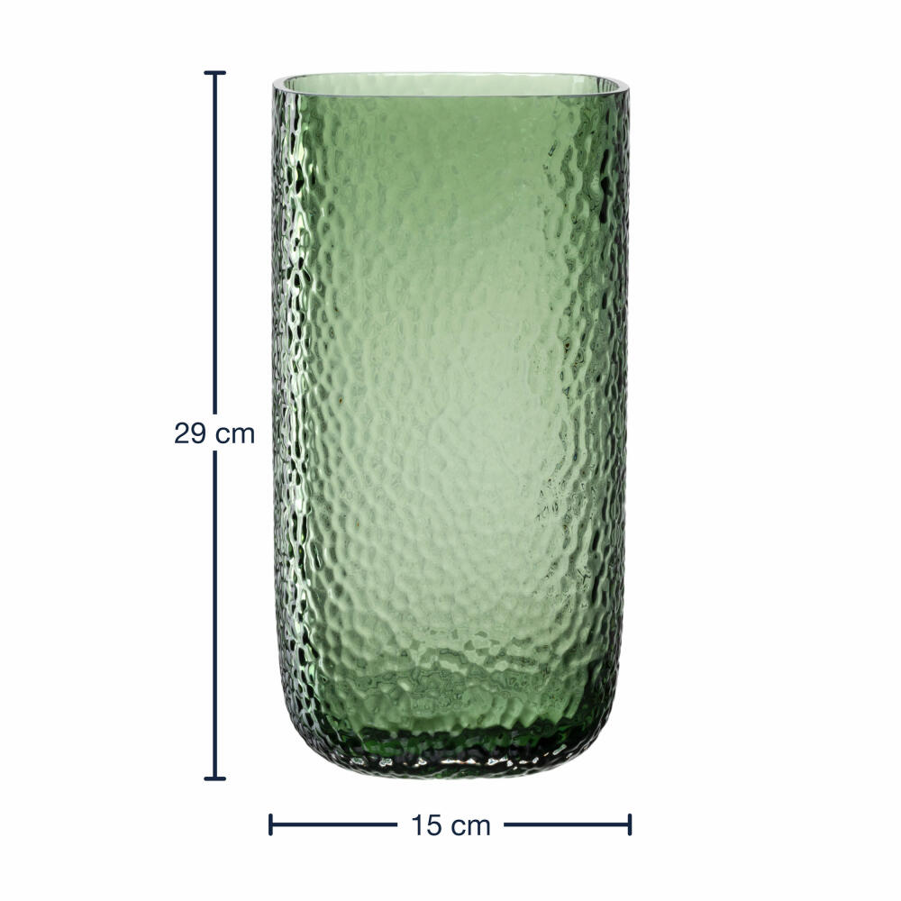 Leonardo Vase Martello, decorative vase, flower vase, glass, green, H 29 cm, 033201