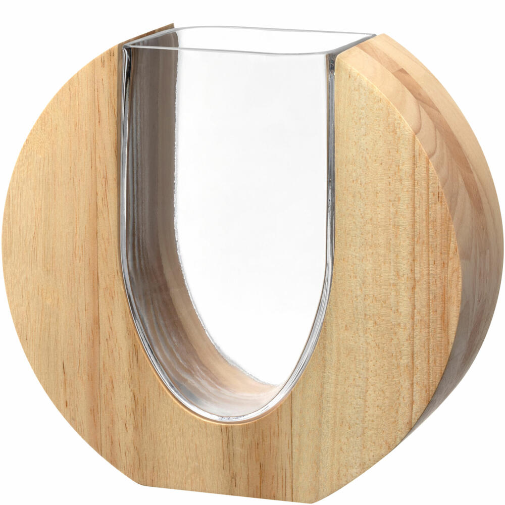 Leonardo Vase Legno, Dekovase, Blumenvase, Tischvase, Glas / Holz, H 19 cm, 025645