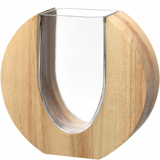 Leonardo Vase Legno, decorative vase, flower vase, table vase, glass / wood, H 19 cm, 025645