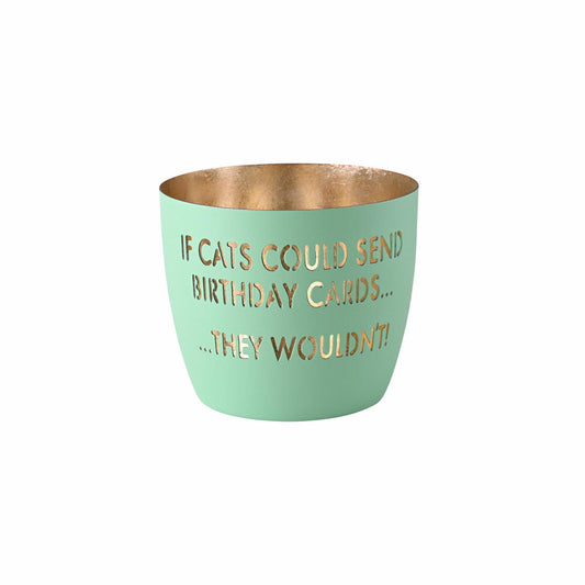 Gift Company lantern Madras If cats could sent... M, tealight holder, candle holder, iron, aqua / gold, H 8.5 cm, 1172104090