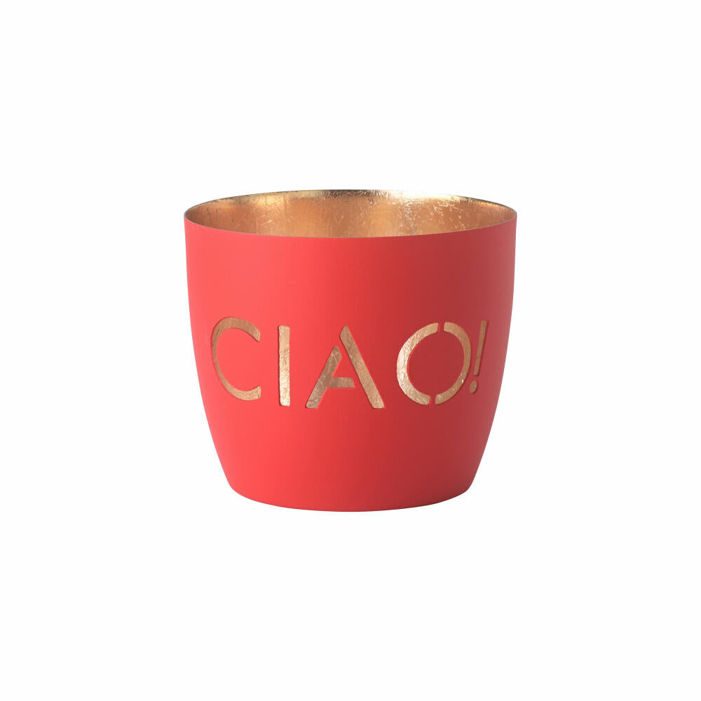 Gift Company lantern Madras Ciao! M, tealight holder, candle holder, iron, neon red / gold, H 8.5 cm, 1156304083