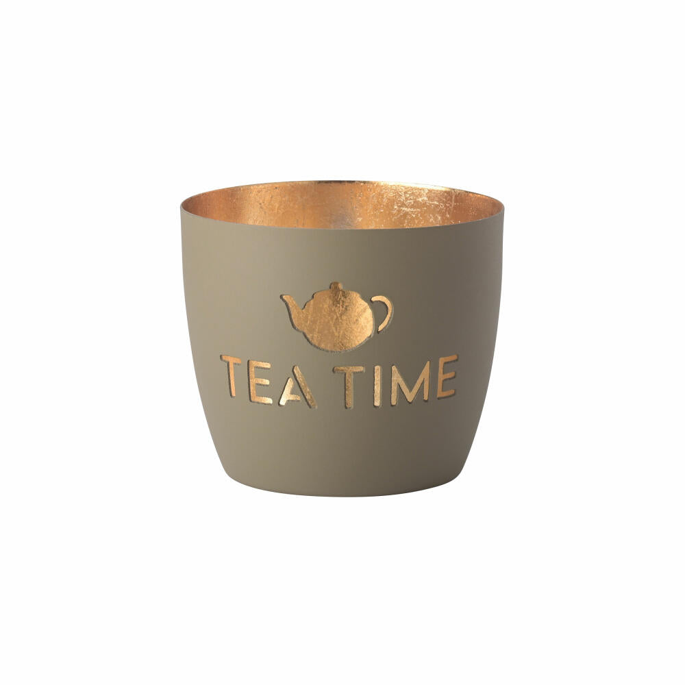 Gift Company Windlicht Madras Tea time M, Teelichthalter, Kerzenhalter, Eisen, sandstone / Gold, H 8.5 cm, 1155504029