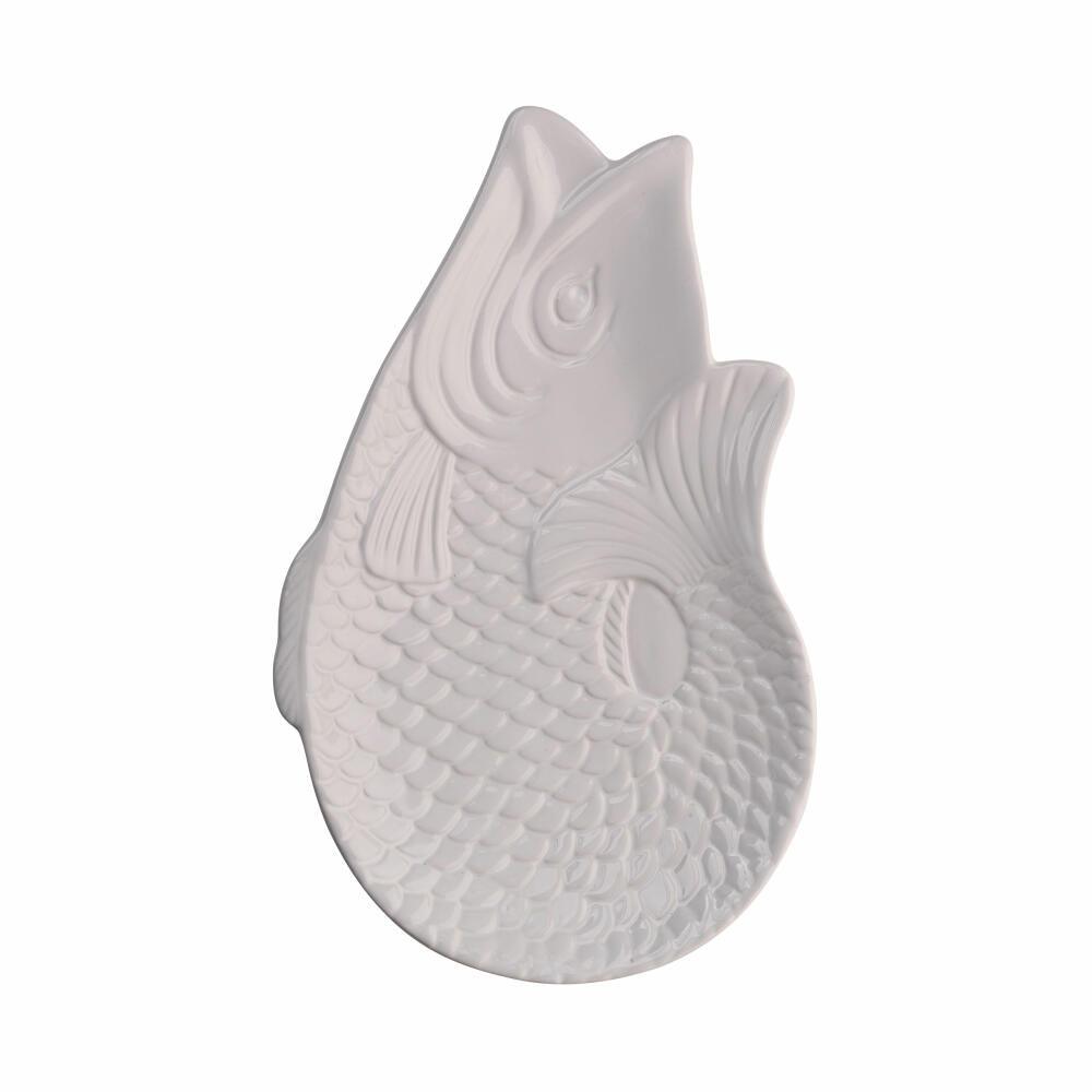 Gift Company Dekoteller Monsieur Carafon M, Teller in Fisch-Form, Steingut, Weiß, 25.3 x 16 cm, 1151304001