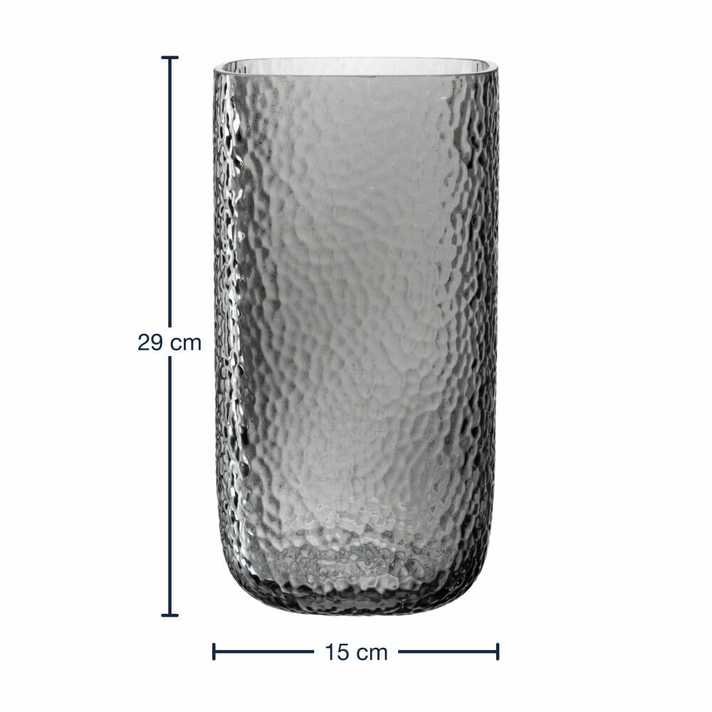 Leonardo Vase Martello, decorative vase, flower vase, glass, gray, H 29 cm, 033198