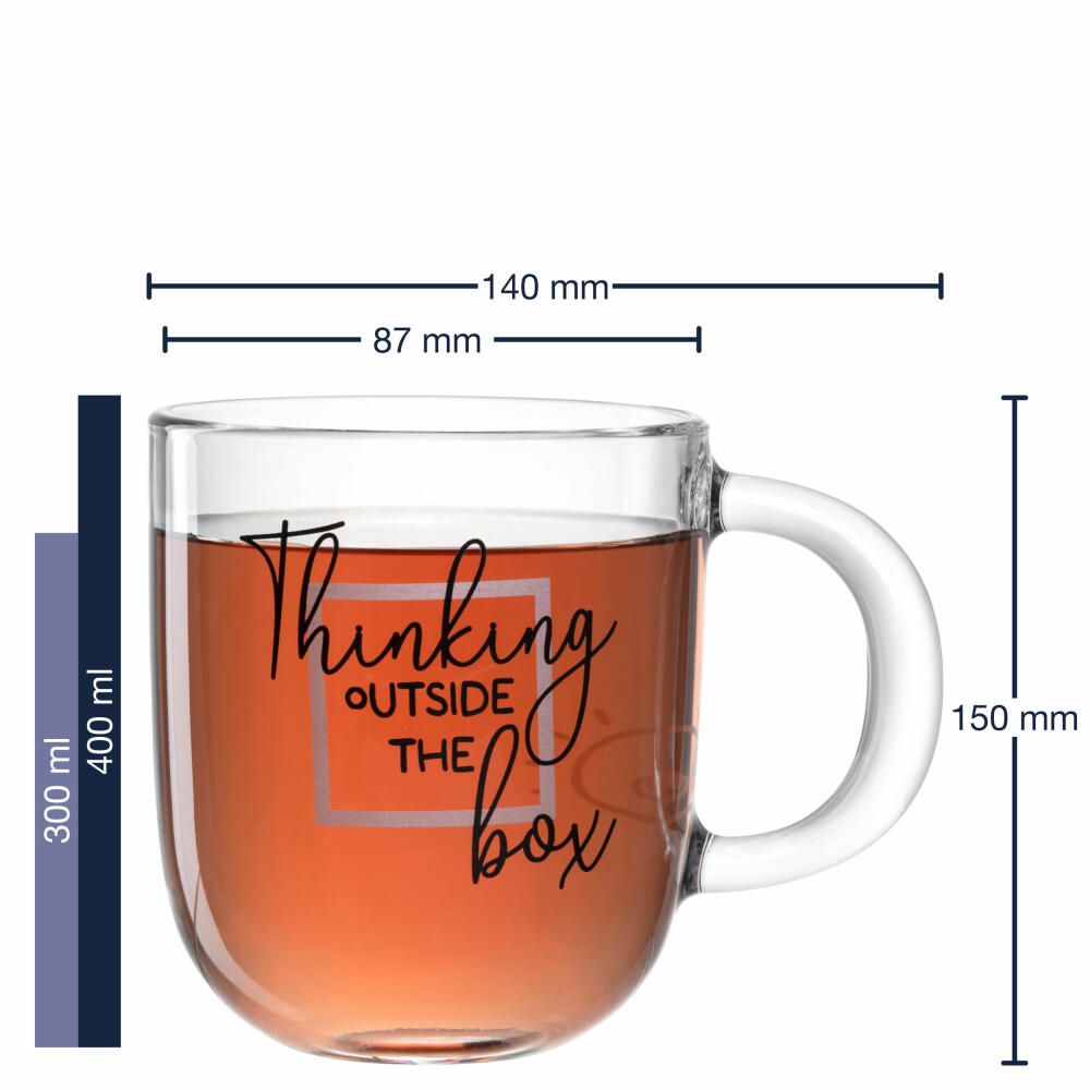Leonardo cup Ufficio Thinking outside the box, coffee cup, mug, glass cup, soda-lime glass, 400 ml, 047082