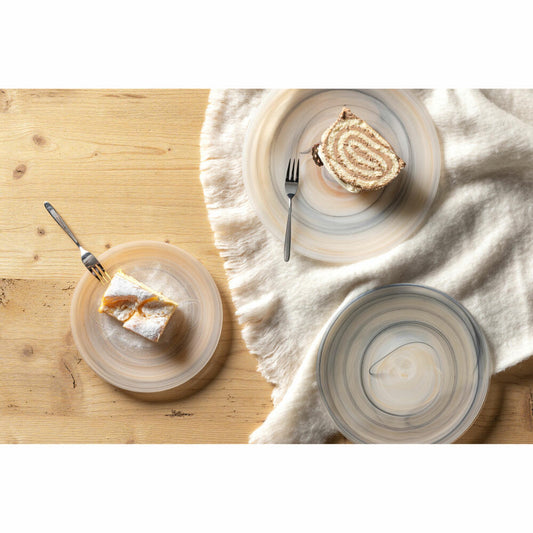 Leonardo plate Alabastro, serving plate, decorative plate, glass, beige / black, Ø 28 cm, 026792