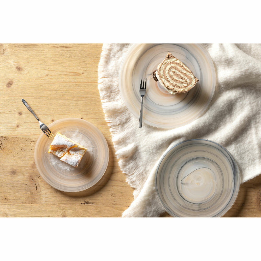Leonardo plate Alabastro, serving plate, decorative plate, glass, beige / black, Ø 28 cm, 026792