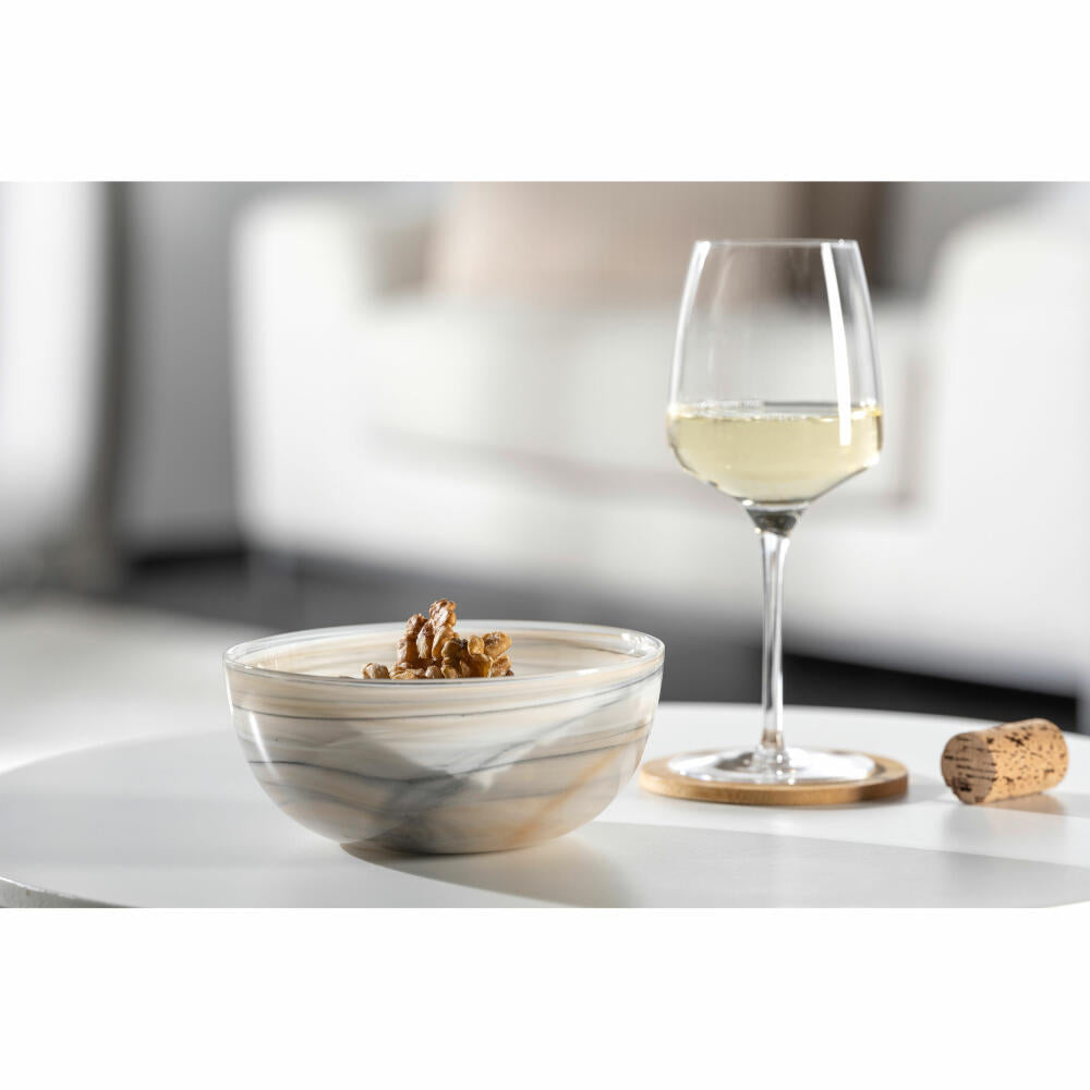 Leonardo Bowl Alabastro, Bowl, Decorative Bowl, Glass, Beige / Black, Ø 14 cm, 026786