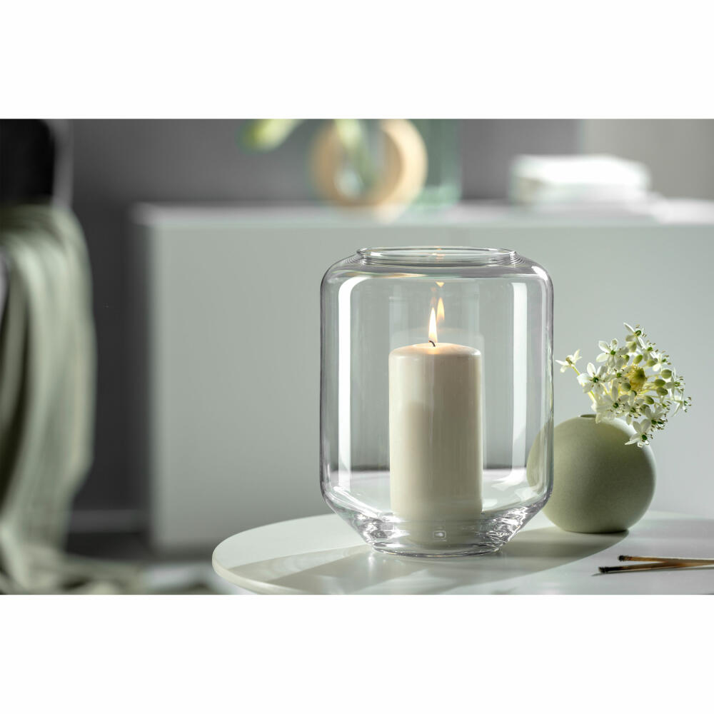 Leonardo Windlicht Milano, Kerzenständer, Kerzenhalter, Kalk-Natron-Glas, H 22 cm, 034156