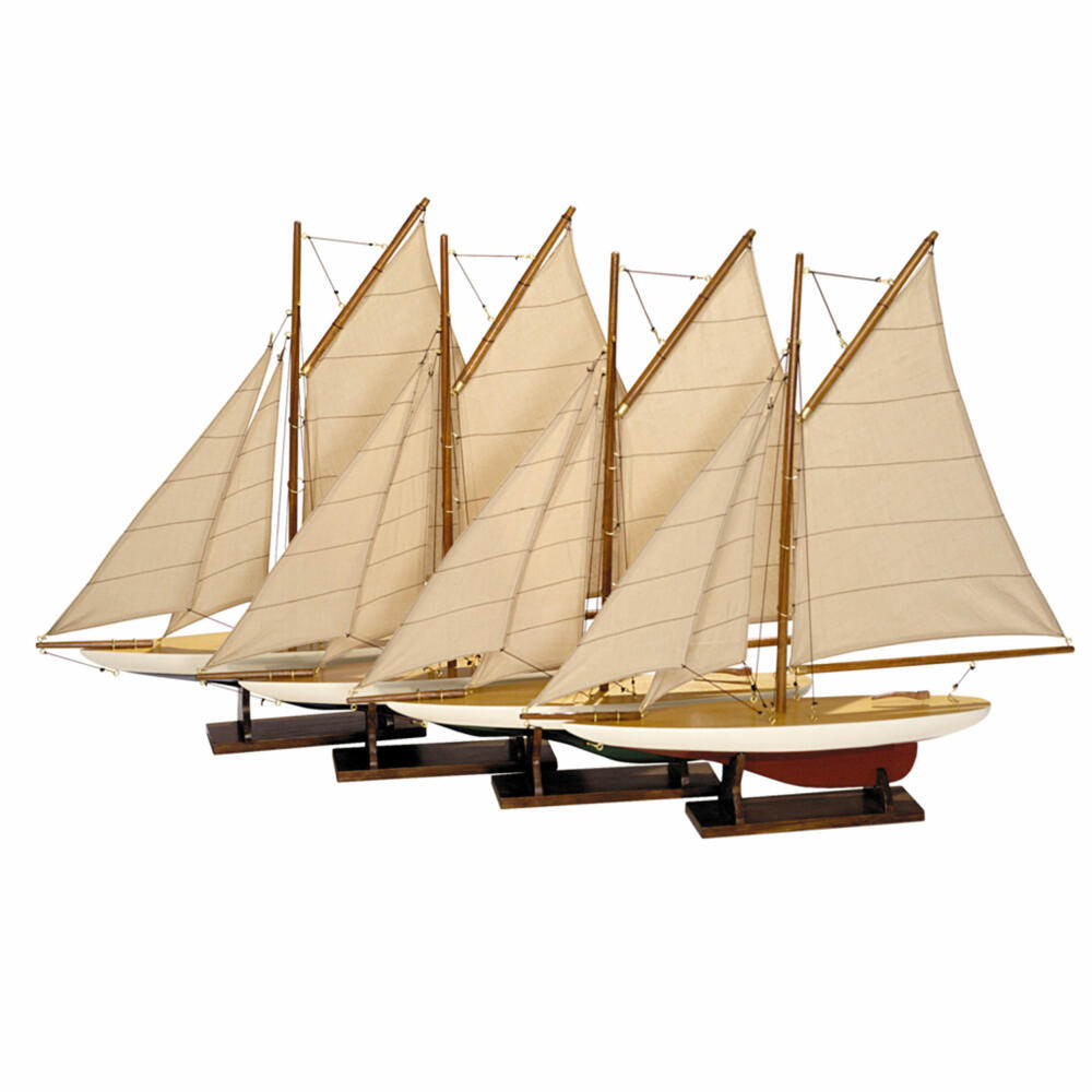 Authentic Models ship model Mini Pond Yachts, 4-piece sailing ship, yacht, decoration, wood / cotton, AS057A