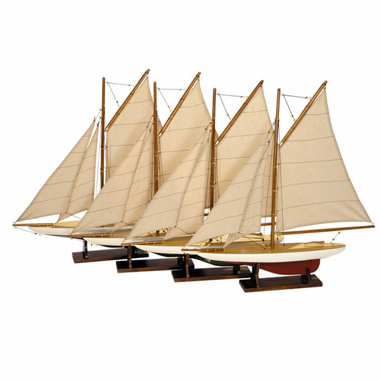 Authentic Models ship model Mini Pond Yachts, 4-piece sailing ship, yacht, decoration, wood / cotton, AS057A