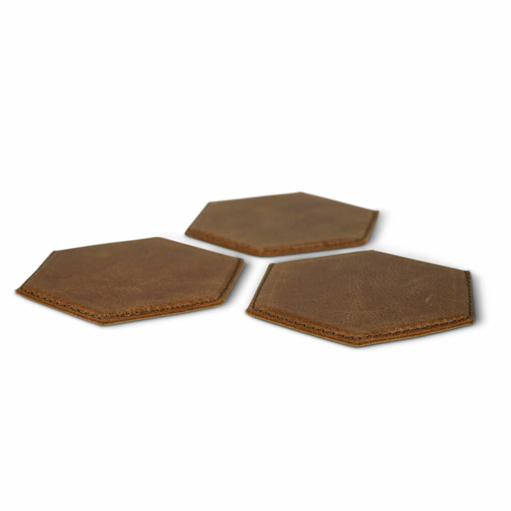 Authentic Models Travel Coaster, set of 3, coasters, glass coasters, leather / plastic, BA018