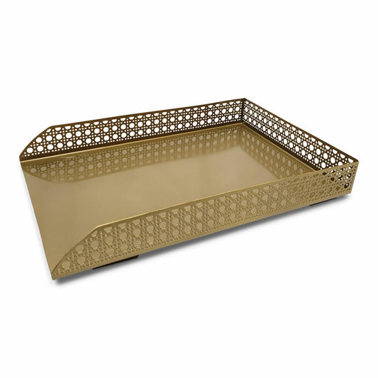 Authentic Models Desk Tray, Desk Tray, Letter Tray, Tray, Iron, Gold-colored, DA005