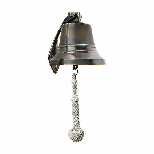 Authentic Models Bronze Ship's Bell, Ships Bell, Bell, Decoration, Solid Brass / Cotton, H 16.5 cm, AC073B