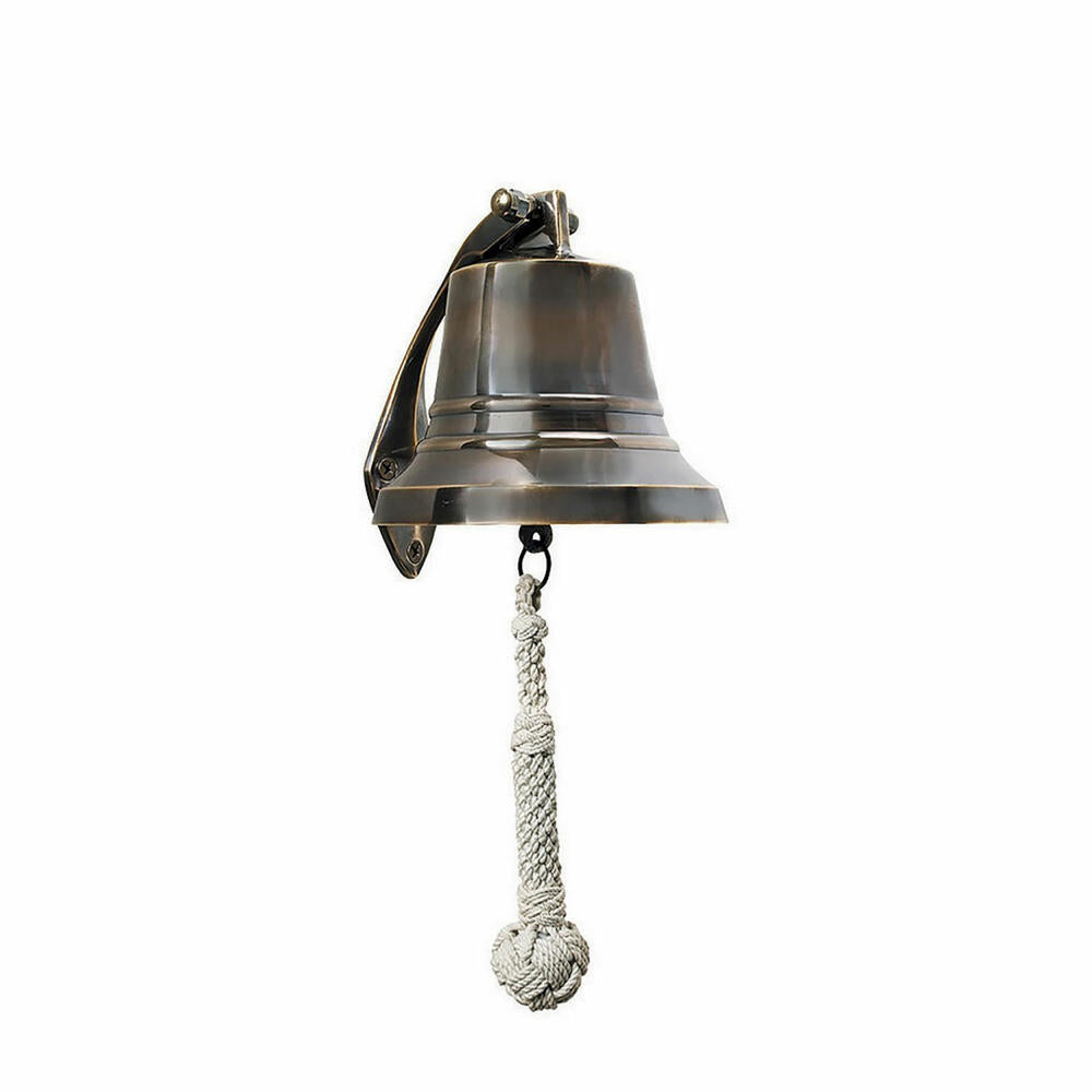 Authentic Models Bronze Ship's Bell, Ships Bell, Bell, Decoration, Solid Brass / Cotton, H 12 cm, AC072B