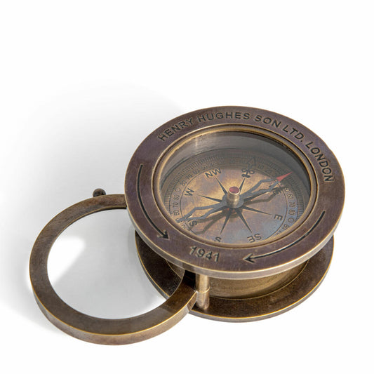 Authentic Models Compass Slide Out Compass, with pull-out magnifying glass, brass / glass, CO035