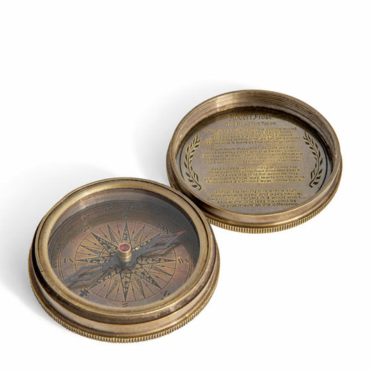 Authentic Models Compass Antique Pocket Compass, Pocket Compass, Brass / Glass, CO036