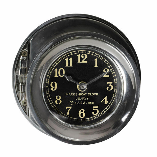 Authentic Models Navy Clock, marine clock, clock, decoration, polished aluminum, SC048