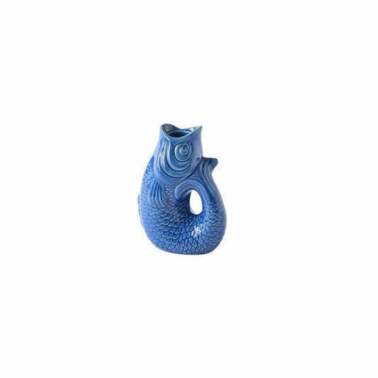 Gift Company candle holder Monsieur Carafon XS, fish-shaped candle holder, stoneware, azure, H 12.7 cm, 1055302070