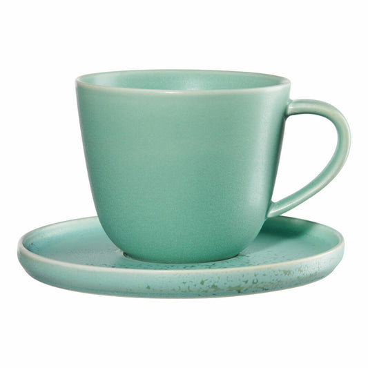 ASA Selection coppa Kaffeetasse mit Unterer, Kaffee Tasse, Kaffeebecher, Untertasse, Porzellan, 250 ml, Minto / Grün, 19020191