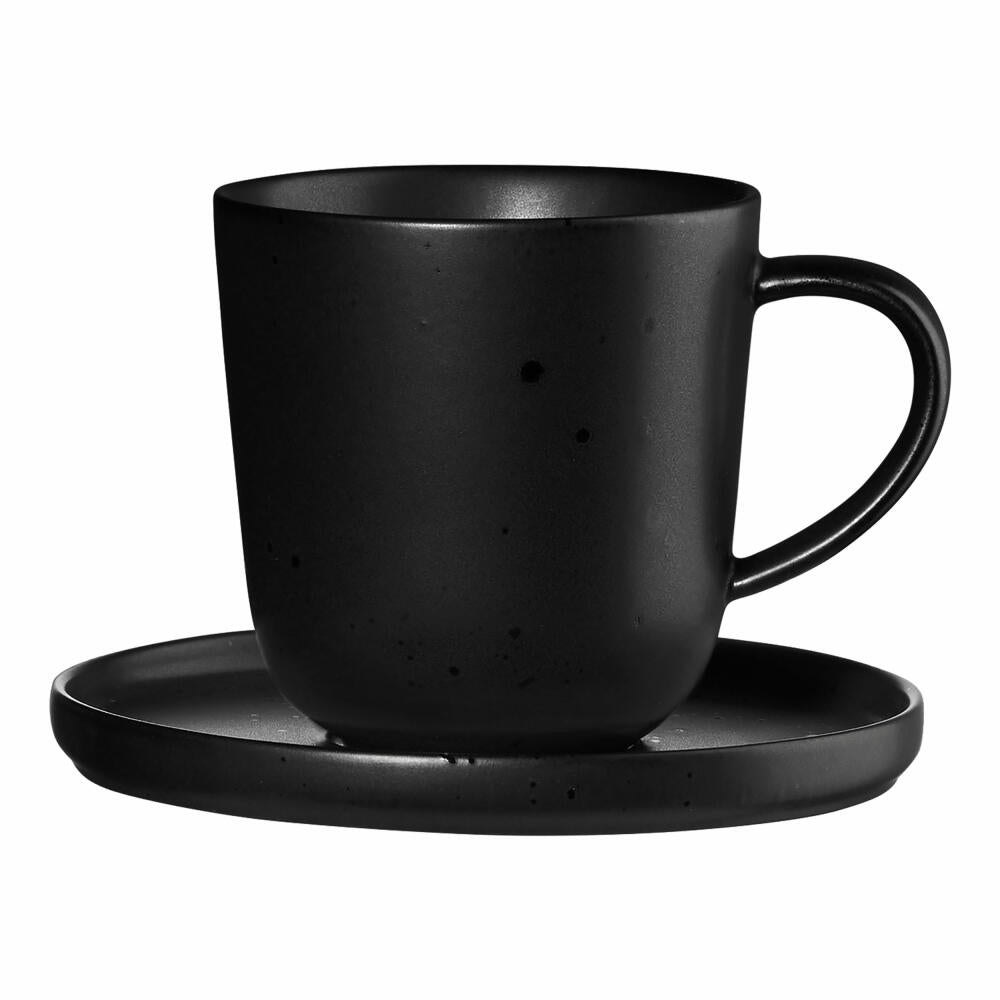 ASA Selection coppa Espressotasse mit Unterer, Espresso Tasse, Kaffeetasse, Untertasse, Porzellan, 80 ml, Kuro / Schwarz, 19011190