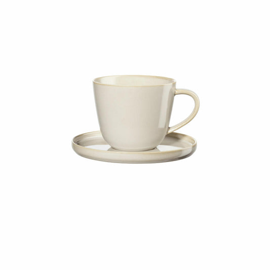 ASA Selection Coppa Kaffeetasse mit Unterteller, Kaffee Tasse, Teetasse, Porzellan, Tofu, 250 ml, 19020184