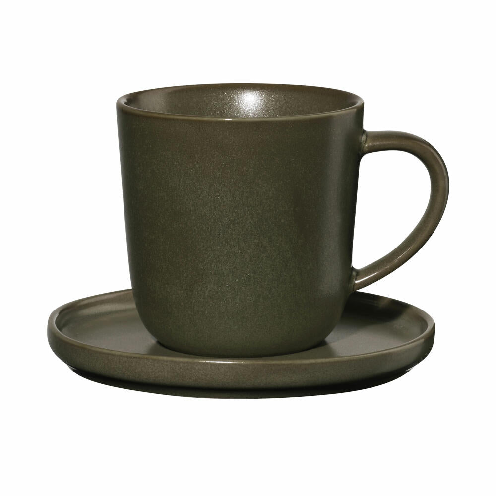 ASA Selection coppa nori Espressotasse mit Unterer, Espresso Tasse, Kaffeetasse, Untertasse, Porzellan, Grün, 80 ml, 19011192