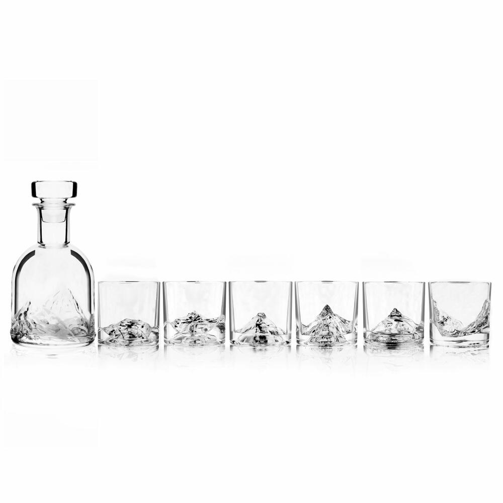 Liiton The Peaks Whiskeygläser mit Dekanter Luxus Set, 15-tlg., Whiskeyglas, Whiskey Glas, Kristallglas, L10600
