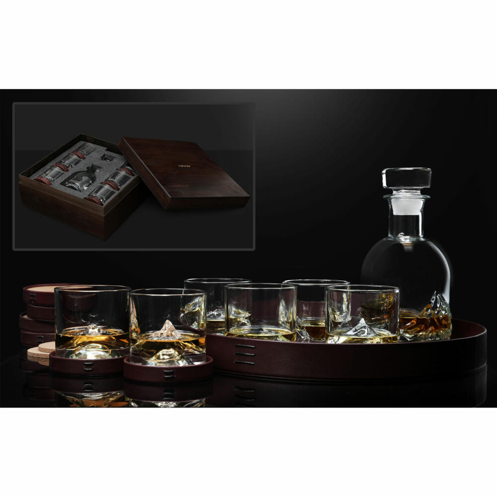 Liiton The Peaks Whiskeygläser mit Dekanter Luxus Set, 15-tlg., Whiskeyglas, Whiskey Glas, Kristallglas, L10600