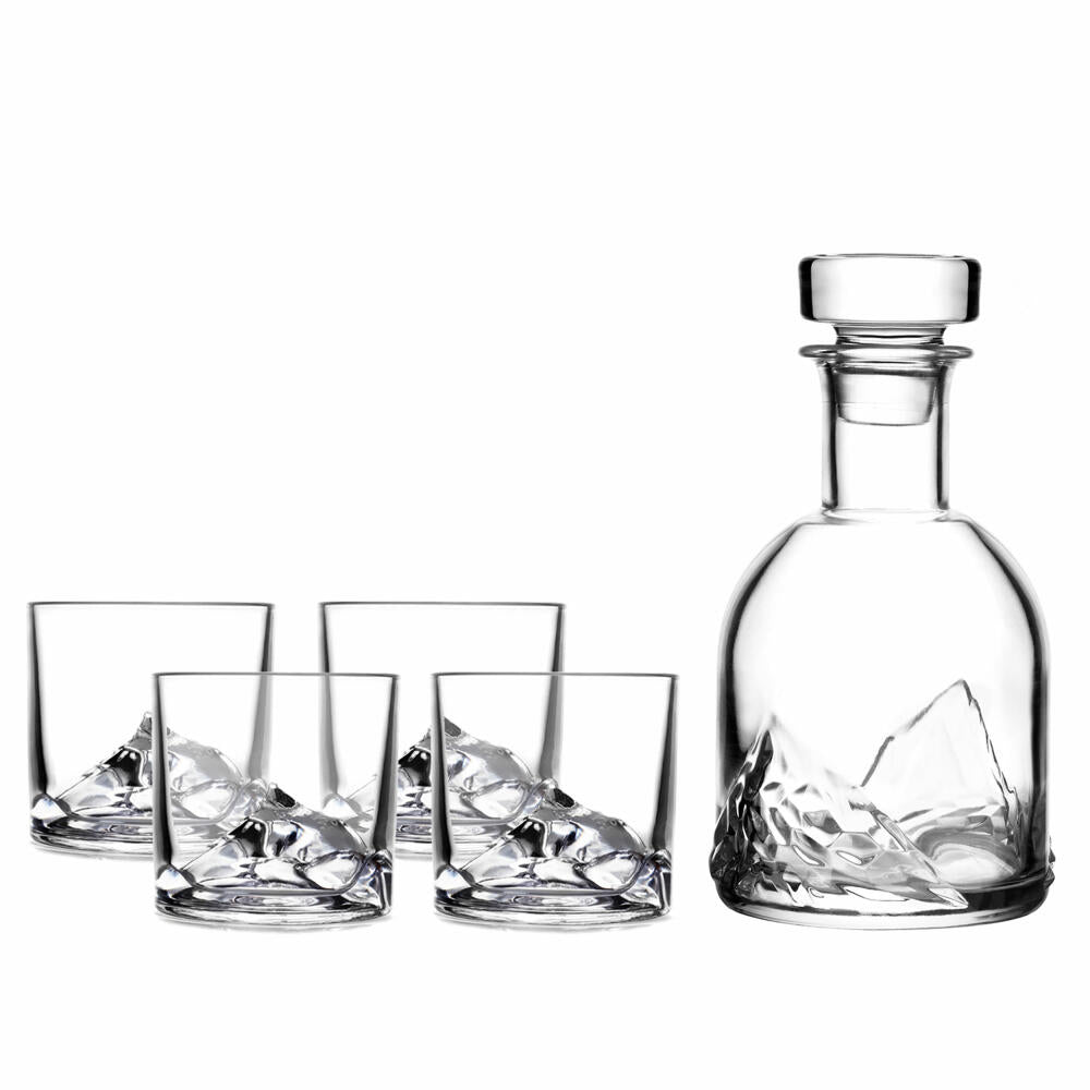 Liiton Everest Whiskeygläser mit Dekanter, 5-tlg., Whiskeyglas, Whiskey Glas, Kristallglas, L10300