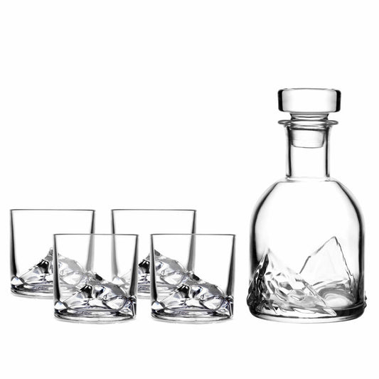 Liiton Everest Whiskeygläser mit Dekanter, 5-tlg., Whiskeyglas, Whiskey Glas, Kristallglas, L10300
