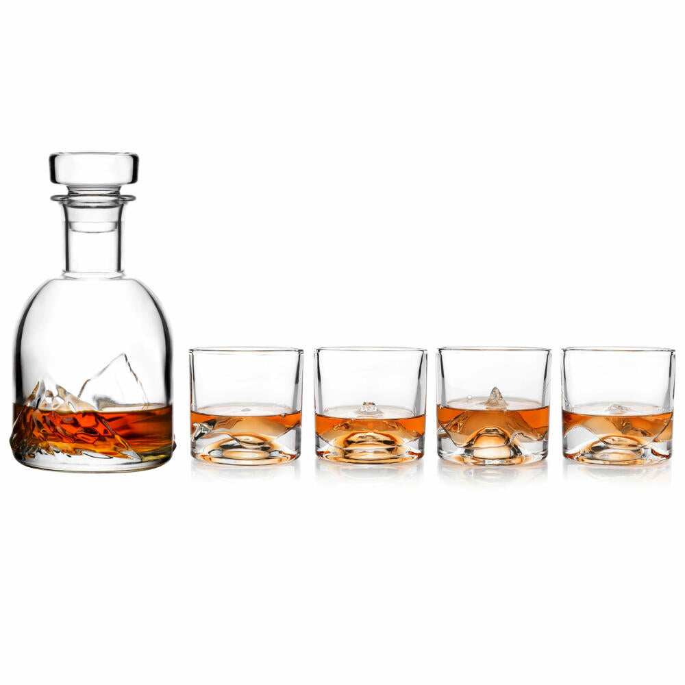 Liiton The Peaks Whiskeygläser mit Dekanter, 5-tlg., Whiskeyglas, Whiskey Glas, Kristallglas, L20900