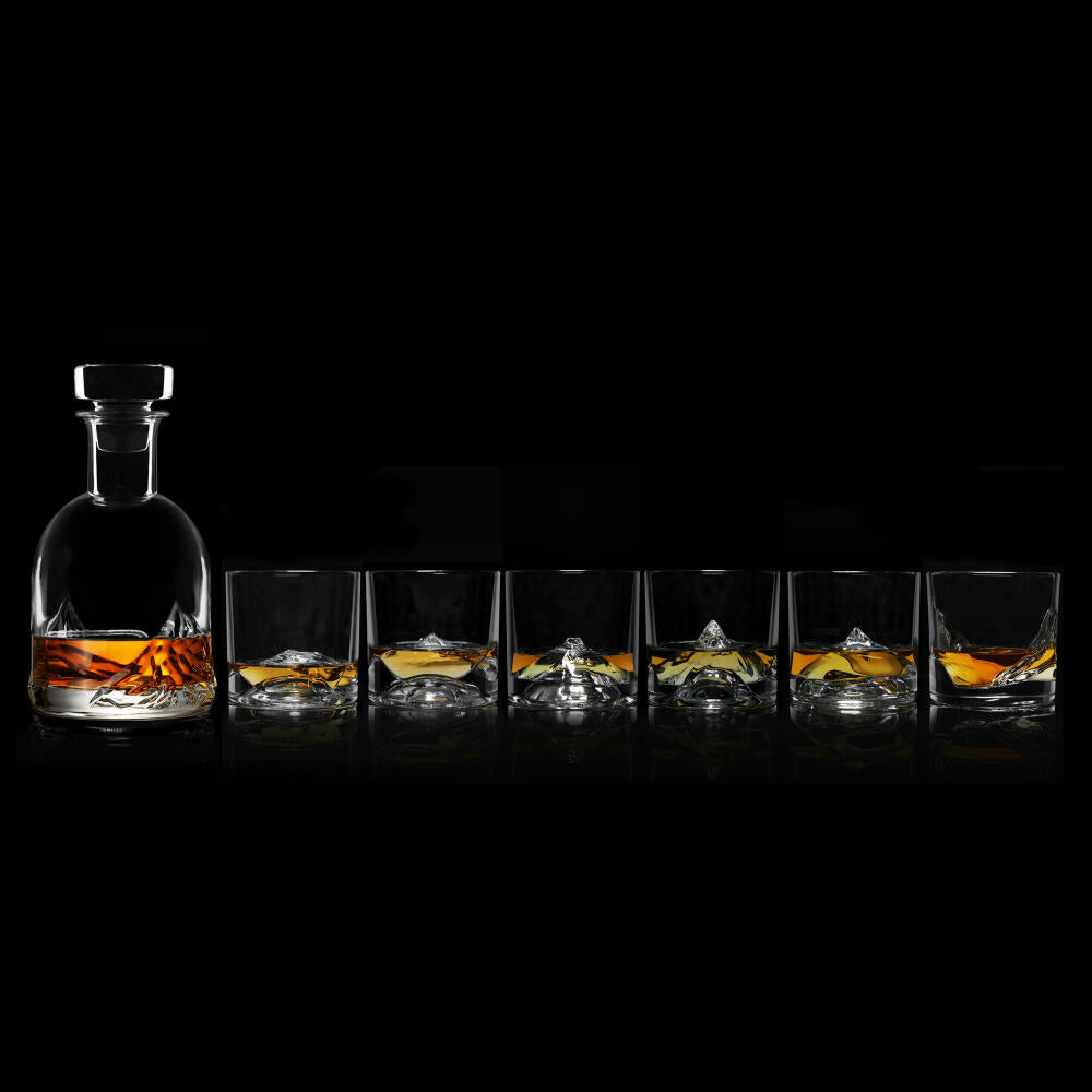 Liiton The Peaks Whiskeygläser mit Dekanter Luxus Set, 15-tlg., Whiskeyglas, Whiskey Glas, Kristallglas, L10600