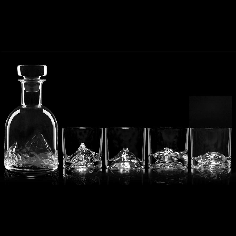 Liiton The Peaks Whiskeygläser mit Dekanter, 5-tlg., Whiskeyglas, Whiskey Glas, Kristallglas, L20900